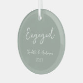 Personalisierter Verlobter Couple Handgeschriebene Ornament Aus Glas (Vorderseite links)
