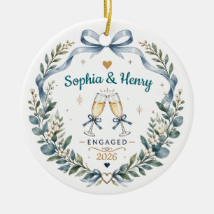 Personalisierter Verlobungs-Weihnachtsschmuck Keramik Ornament