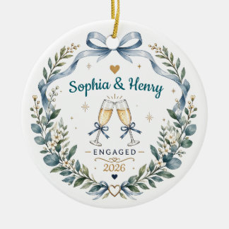 Personalisierter Verlobungs-Weihnachtsschmuck Keramik Ornament
