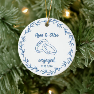 Personalisierter Verlobungsring Verlobtes Paar Keramik Ornament