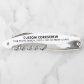 Personalisierter Verschluss mit weißem Korkenziehe Kellnermesser (Rückseite)