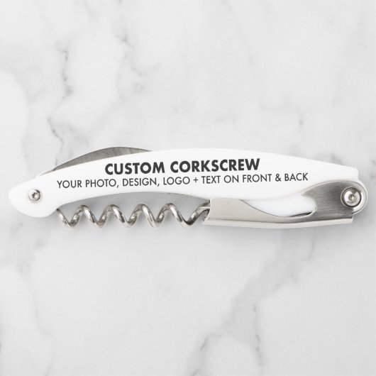 Personalisierter Verschluss mit weißem Korkenziehe Kellnermesser (Rückseite)