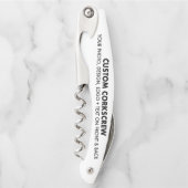Personalisierter Verschluss mit weißem Korkenziehe Kellnermesser (Vorderseite)