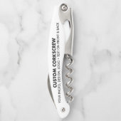 Personalisierter Verschluss mit weißem Korkenziehe Kellnermesser (Rückseite)