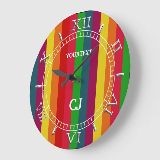 Personalisierter vertikaler Regenbogen Stripes Große Wanduhr (Winkel)