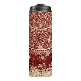 Personalisierter Verzauberer Mandala mit Gold Star Thermosbecher