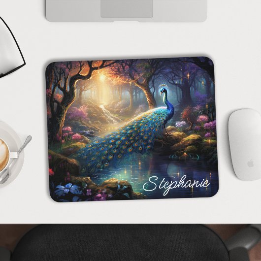 Personalisierter verzauberter Pfau Mousepad