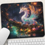 Personalisierter verzauberter Walddrache Mousepad<br><div class="desc">Verwandeln Sie Ihren Arbeitsbereich in ein magisches Reich mit diesem zauberhaften Mauspad mit einem majestätischen Drachen, eingebettet in einen ätherischen Wald. Die lebhaften Farben und die faszinierenden Details bringen die Szene zum Leben, inspirierend Kreativität und Wunder. Die glatte Oberfläche sorgt für präzise Mausbewegungen, während die rutschfeste Unterlage sie sicher behalte....</div>