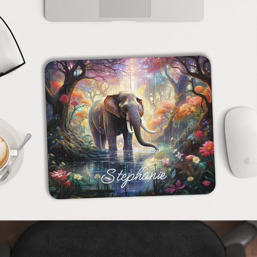 Personalisierter verzauberter Waldelefant Mousepad
