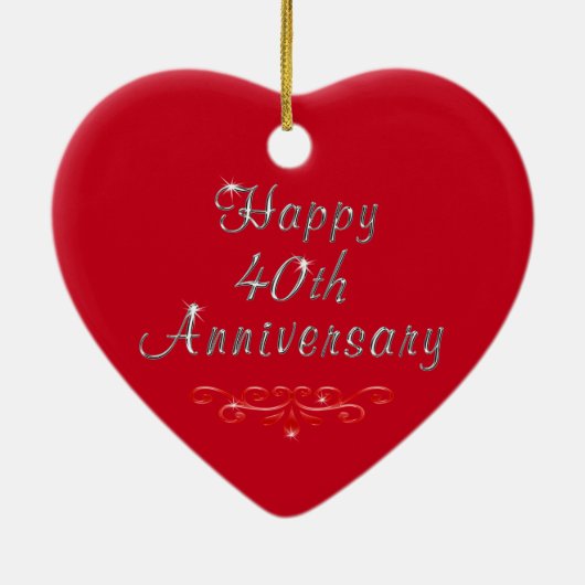 Personalisierter Verzierungs-Rubin-40. Keramikornament (Hinten)