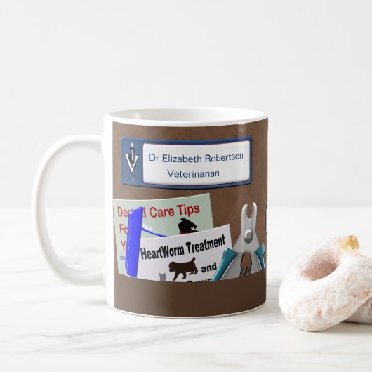 Personalisierter veterinärmedizinischer Entwurf in Kaffeetasse (Mit Donut)