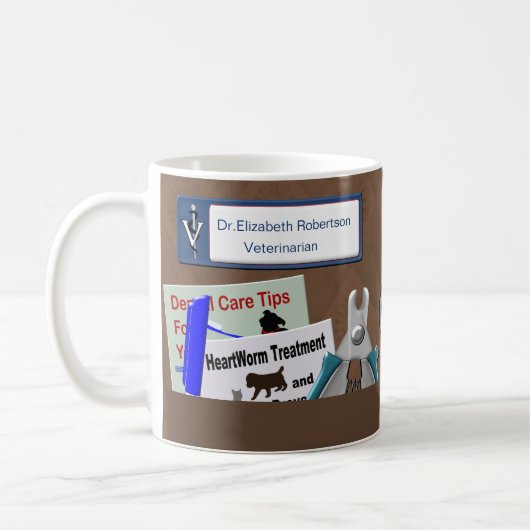 Personalisierter veterinärmedizinischer Entwurf in Kaffeetasse (Links)