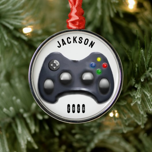 Personalisierter VideoGamer Ornament Aus Metall (Baum)