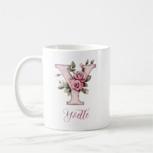 Personalisierter Vintag Inspiriert Rosa-Letter Y Kaffeetasse