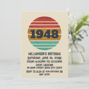 Personalisierter vintage 75. Geburtstag Einladung