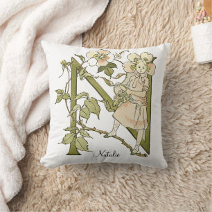 Personalisierter Vintage-Alphabet-Buchstabe N   Kissen