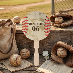 Personalisierter Vintage-Baseball-Name Nummer Retr Fächer