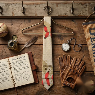 Personalisierter Vintage-Baseball-Name Nummer Retr Krawatte
