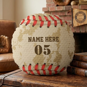 Personalisierter Vintage-Baseball-Name Nummer Retr Rundes Kissen
