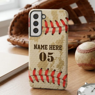 Personalisierter Vintage-Baseball-Name Nummer Retr Samsung Galaxy Hülle