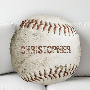 Personalisierter Vintage-Baseball Rundes Kissen