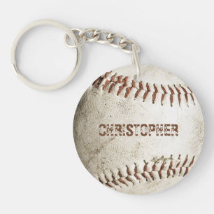 Personalisierter Vintage-Baseball Schlüsselanhänger