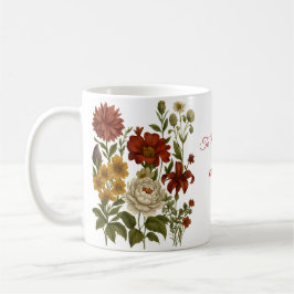Personalisierter Vintage-Blumenbecher, Geschenk mi Kaffeetasse