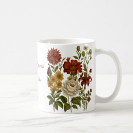 Personalisierter Vintage-Blumenbecher, Geschenk mi Kaffeetasse