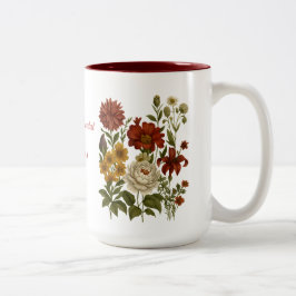 Personalisierter Vintage-Blumenbecher, Maßgeschnei Zweifarbige Tasse