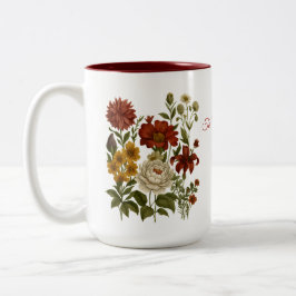 Personalisierter Vintage-Blumenbecher, Maßgeschnei Zweifarbige Tasse