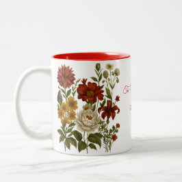 Personalisierter Vintage-Blumenbecher, Maßgeschnei Zweifarbige Tasse