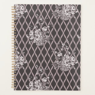 Personalisierter Vintage-Blumenplaner in Charcoal- Planer