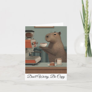 Personalisierter Vintage-Capybara-Coffee-Shop-Prin Feiertagskarte