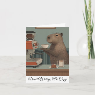 Personalisierter Vintage-Capybara-Coffee-Shop-Prin Feiertagskarte