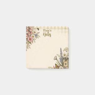 Personalisierter Vintage Cottage-Garten Blumenschm Post-it Klebezettel