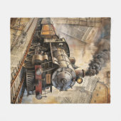 Personalisierter Vintage-Dampfzug Retro-Reise Fleecedecke (Vorderseite (Horizontal))