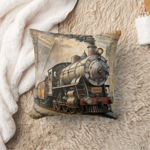 Personalisierter Vintage-Dampfzug Retro-Reise Kissen