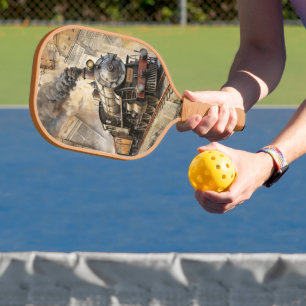 Personalisierter Vintage-Dampfzug Retro-Reise Pickleball Schläger