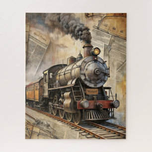 Personalisierter Vintage-Dampfzug Retro-Reise Puzzle