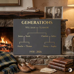 Personalisierter Vintage-Eichen-Familien-Stammbaum Leinwanddruck