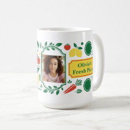Personalisierter Vintage-Frischmarkt-Stempel-Foto Kaffeetasse