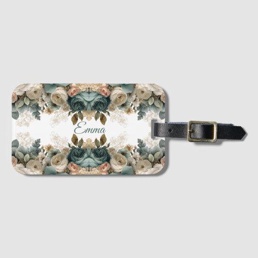 Personalisierter Vintage-Frühlingsrosengarten Gepäckanhänger (Vorderseite (Horizontal))