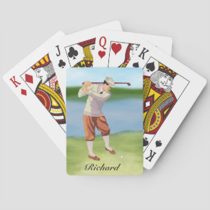 Personalisierter Vintage-Golfer am Flussufer Spielkarten