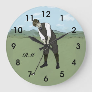Personalisierter Vintage-Golfer Große Wanduhr