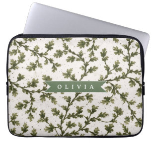 Personalisierter Vintage Grün Garten Botanisch Rus Laptopschutzhülle