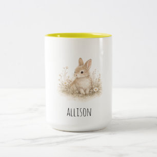 Personalisierter Vintage-Hasenbecher Zweifarbige Tasse