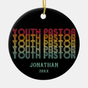 Personalisierter Vintage-Jugendpastor Keramik Ornament