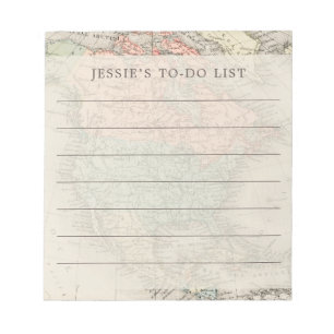 Personalisierter Vintage-Karten-To-Do-Liste-Notizb Notizblock