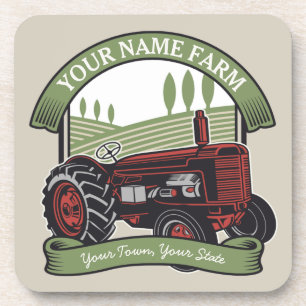 Personalisierter Vintage-Landwirtschaftstraktor La Getränkeuntersetzer