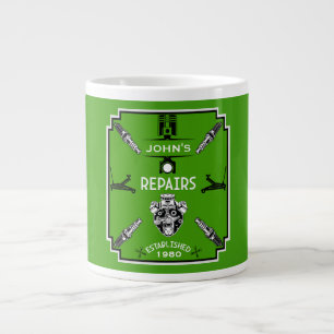 Personalisierter Vintage-Mechaniker – Retro-Garage Jumbo-Tasse